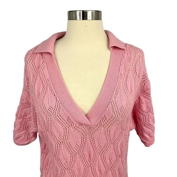 Me369 Poppy V-Neck Pink Knitted Shirt Size XS / S V Neck Here Comes The Sun - Picture 3 of 9